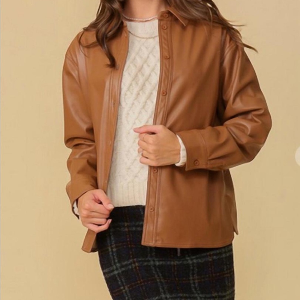 Lumiere Tan Faux Leather Women's Jacket
